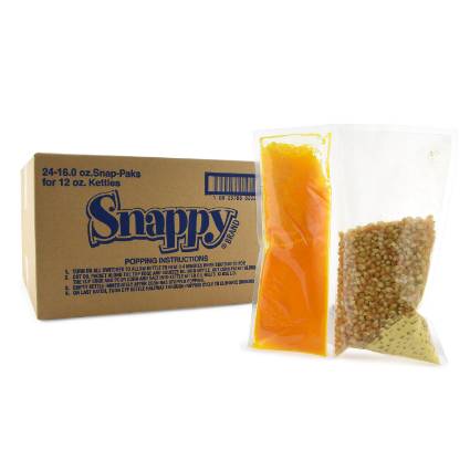 Snappy Snap-Paks All in One Popcorn Kit for 12oz Popping Machine, 24 Count