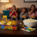 Snappy Dinosaur snack tray with nachos at children's party