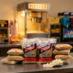 Snappy White Popcorn Kernels on a theater concession stand counter