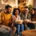 Snappy yellow popcorn being enjoyed amongst couples at home.