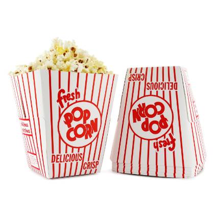Classic red and white striped 85 oz popcorn tub