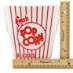Ruler is on a classic red and white striped 85 oz popcorn tub to show the measurements.