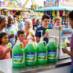 Snappy Lime Sno Cone syrup sno cones being enjoyed by people at a fair