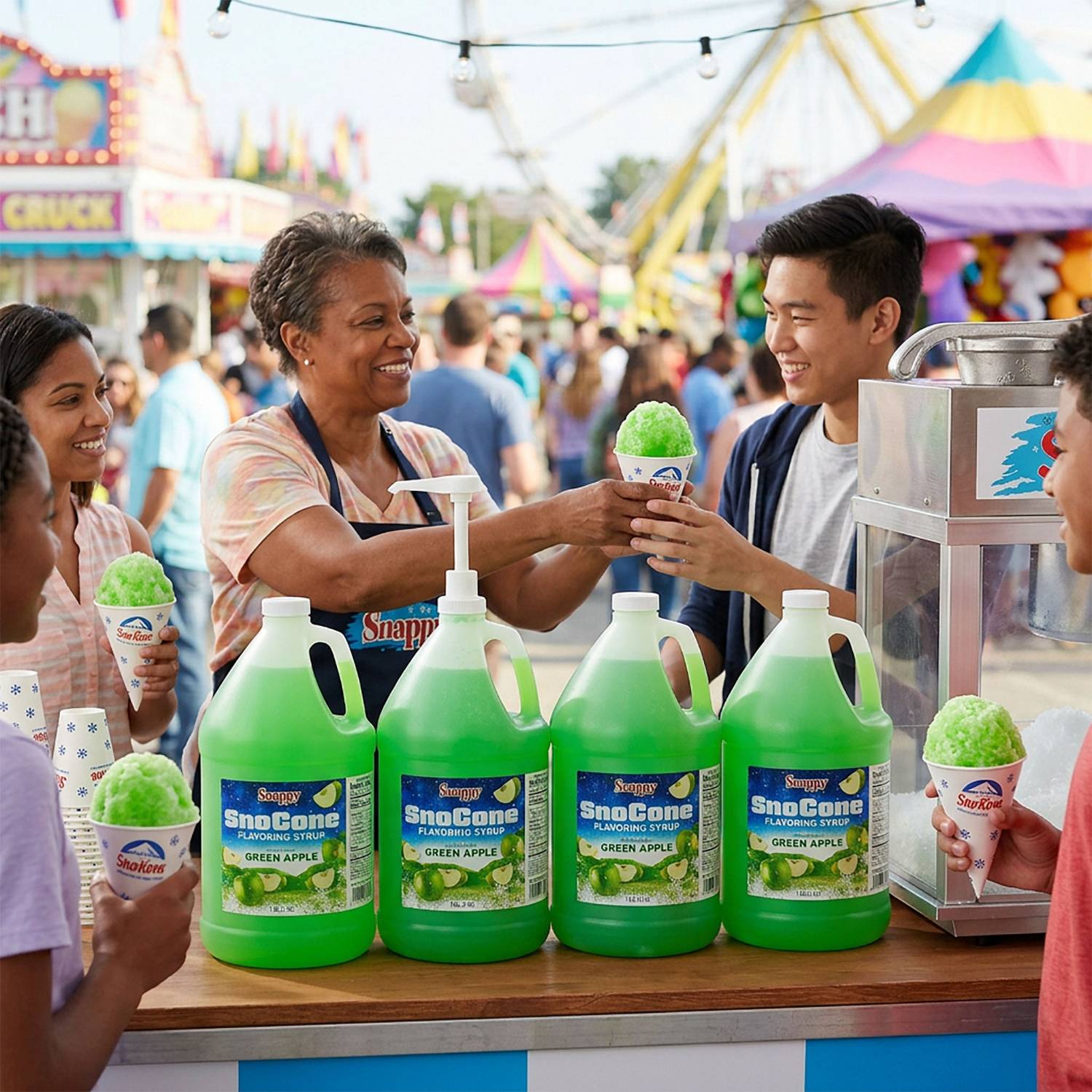 Snappy Green Apple Snow Cone Syrup, 4ct | Snappy Popcorn